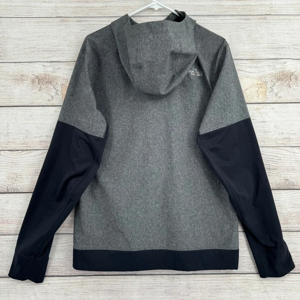 The North Face Full Zip Hoodie Mens Medium‎ Gray Black Softshell Fleece Jacket